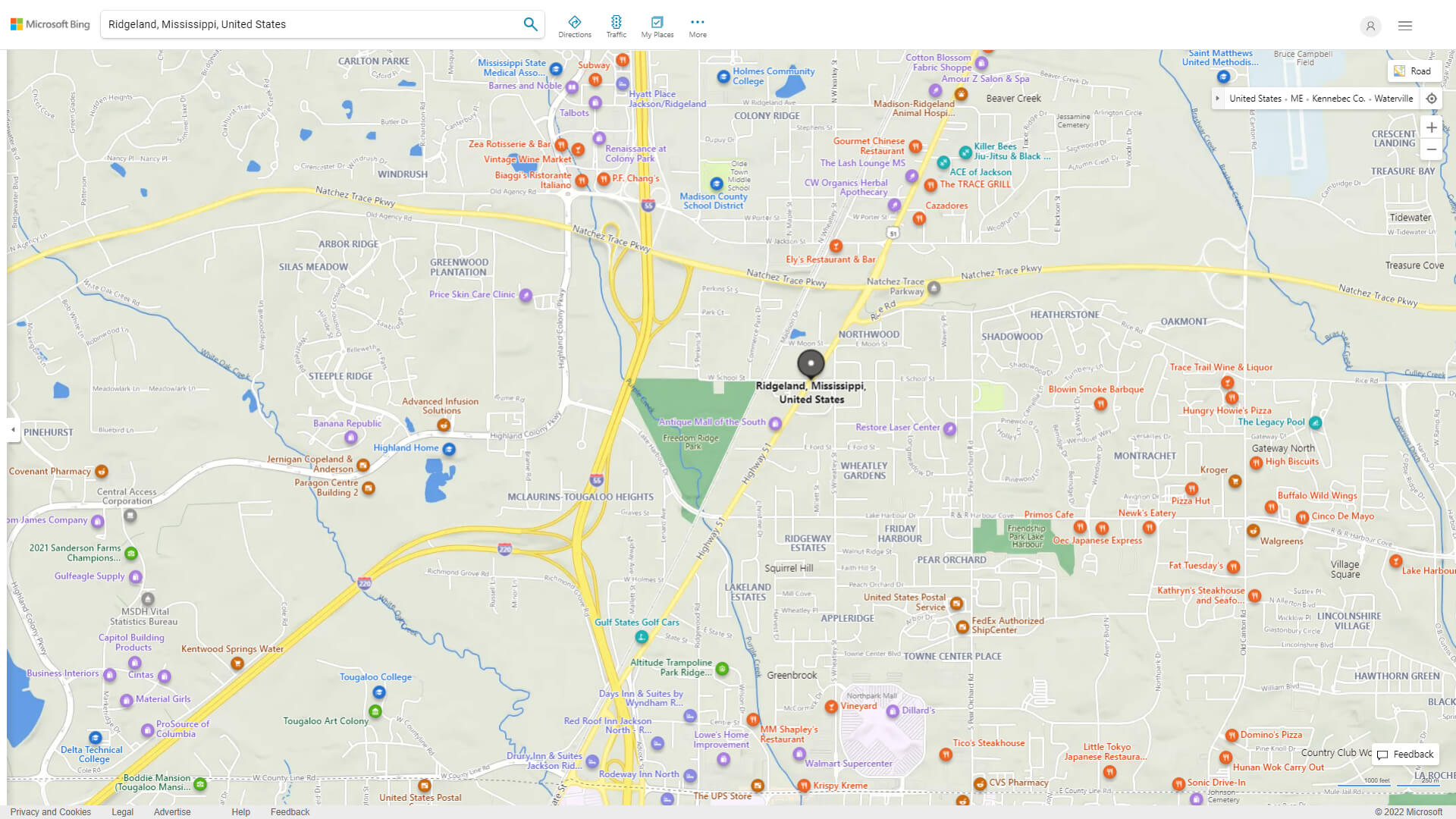 Ridgeland Detailed Map